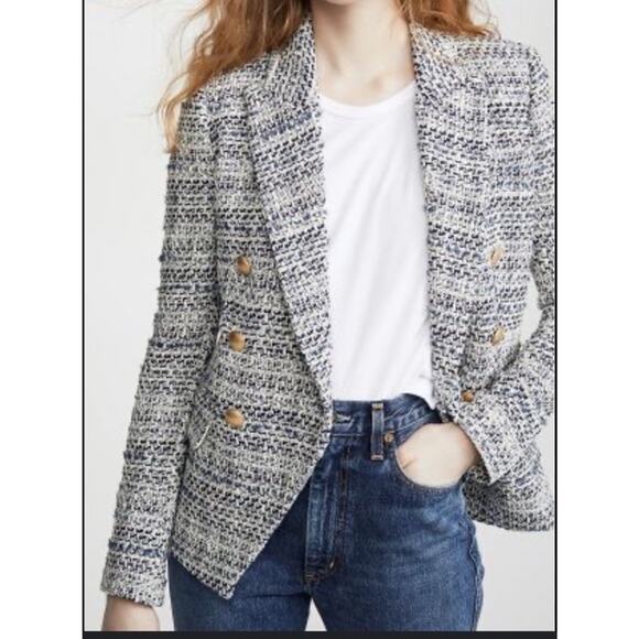 L’Agence Kenzie Double Breasted Tweed Blazer Jacket Women's Size 10 - Picture 1 of 11